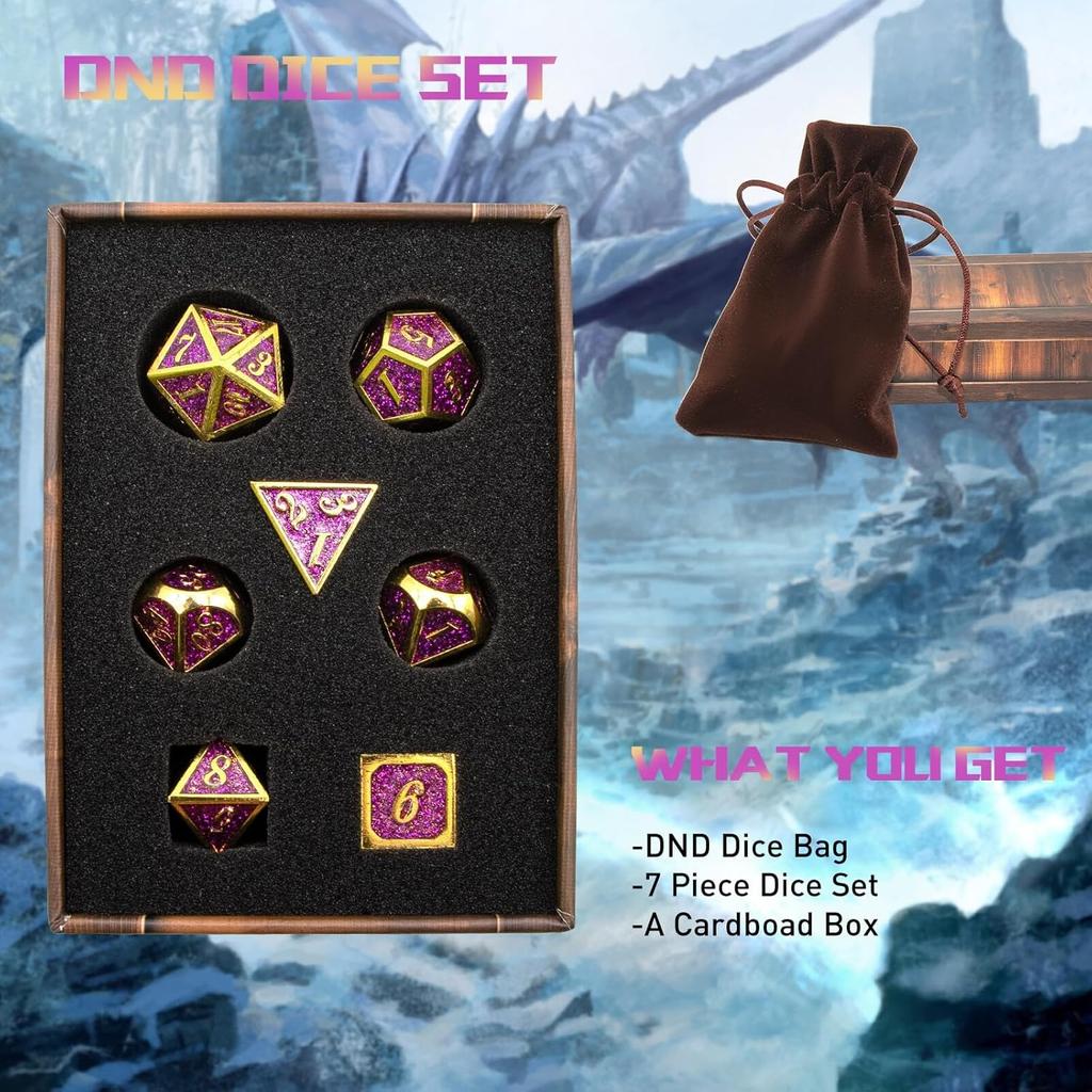 Набор кубиков DND, кубики Dungeons and Dragons с металлическими кубиками D20 Набор для D и D кубиков или ролевых игр MTG Настольные настольные игры, Shadowrun Pathfinder