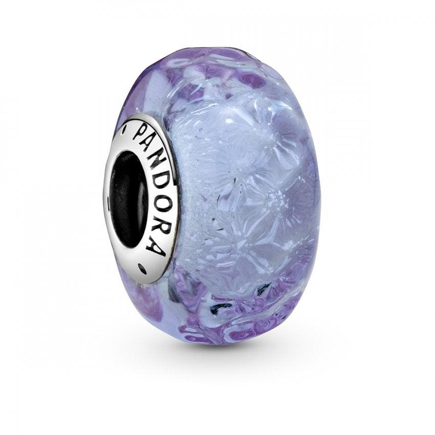 Pandora Подвеска из волнистого лавандового муранского стекла
