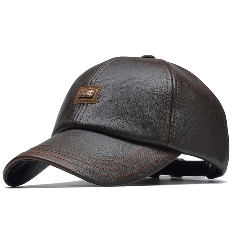 High Quality Baseball Cap Casual Fashion Hat Autumn and Winter Warm Caps PU Leather Hats for Men