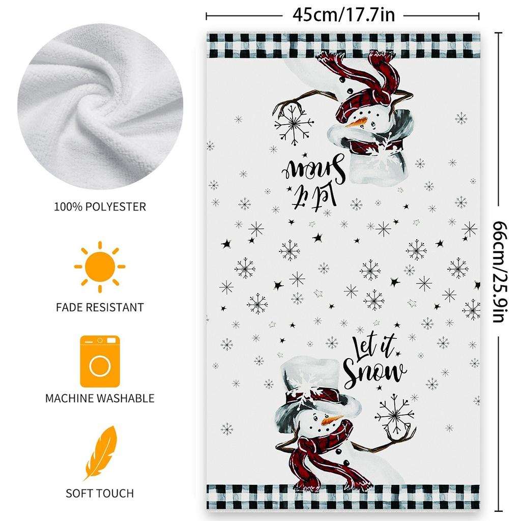 Cross-border Christmas Gift Towel Microfiber Cartoon Snowman Printing Kitchen Hand Towel To Print