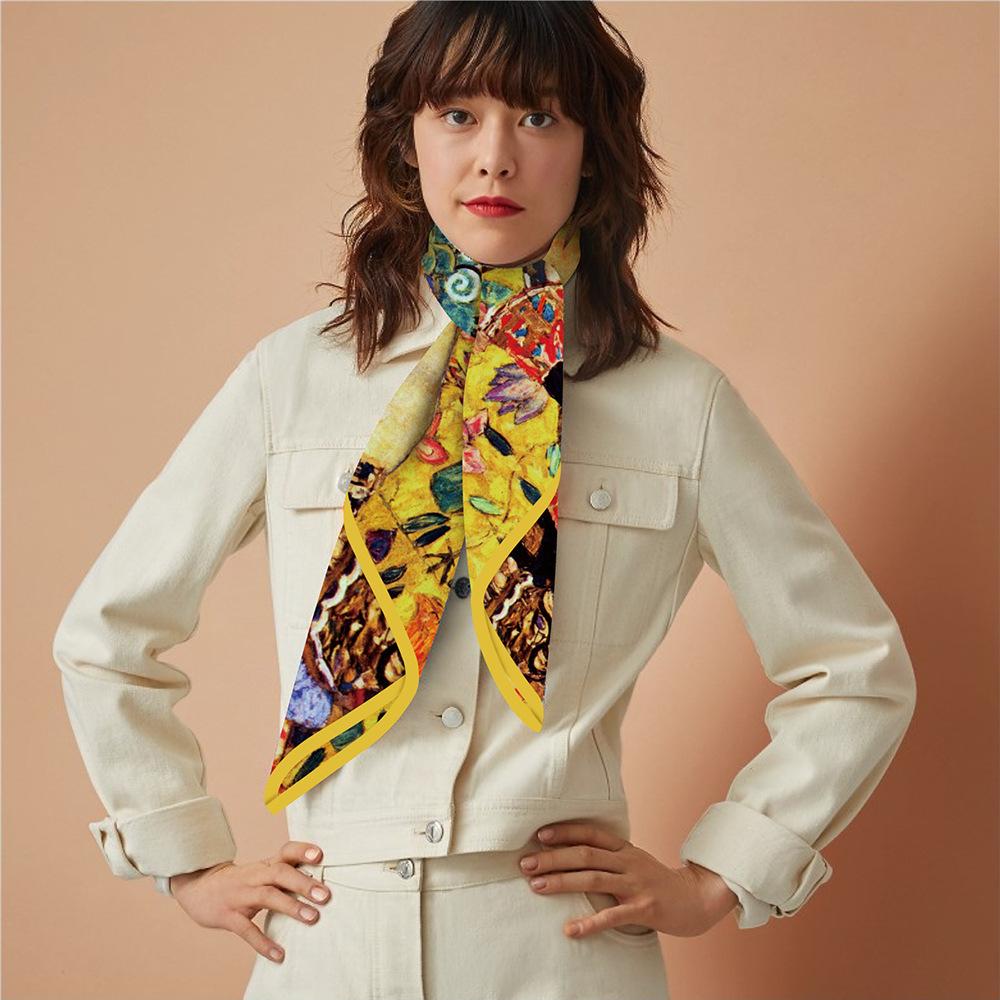 New Silk Scarf Women Woman Print Square Scarves Head Echarpes Silk Foulards Femme Wraps Beach Shawls Bandana Lady Hijabs 90CM