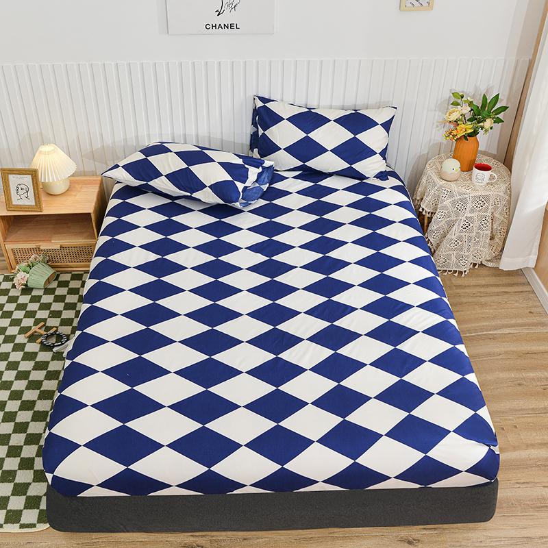 Простыня на двуспальной кровати с эластичным покрывалом на кровать с синим цветочным принтом, одноместное/королевское/королевское постельное белье, наматрасник с реактивным принтом 180