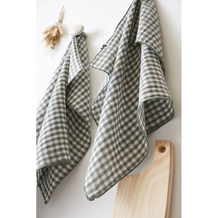 Lot de 2 essuie-mains "Vickie" 50 x 70 cm Tissé teint "Gaze de Coton" l'Effet Papillon