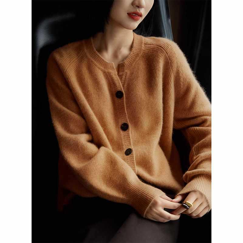 2026 Autumn Winter Women's Soft Fluffy Wool Cashmere Knit Cardigan Sweater