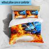 1PC Football Player In Flames 3pcs Bedding,Including 1pc Duvet Cover And 2pcs Pillowcases Perfect for Christmas,Ideal for Bedroom, Dormitory