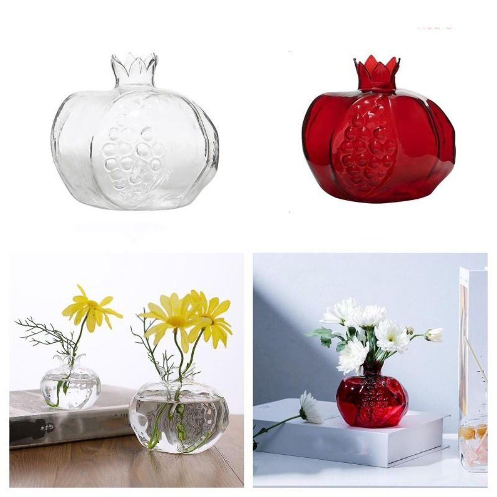 Гранат Гранатовая стеклянная ваза Красная ваза для фруктов Креативная гидропонная ваза для цветов Домашний декор