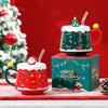 New Christmas Mug with Lid Straw Creative Christmas Ceramic Water Cup Large Capacity Gift Cup