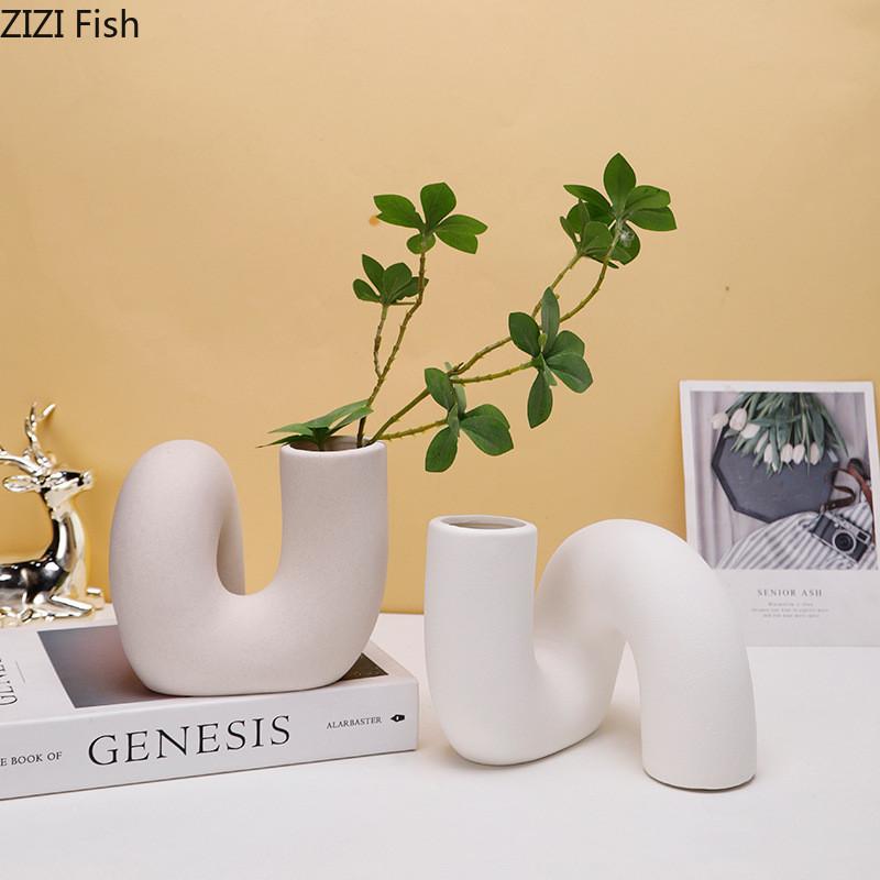 Керамическая ваза Креативная ваза для сухих цветов Украшение гостиной Искусство Цветочная композиция Украшения Украшения для дома Аксессуары