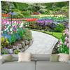 Natural Flower Plant Waterfall Scenery Modern Garden Wall Hanging Home Living Room Decoration Spring Park Landscape Tapestry