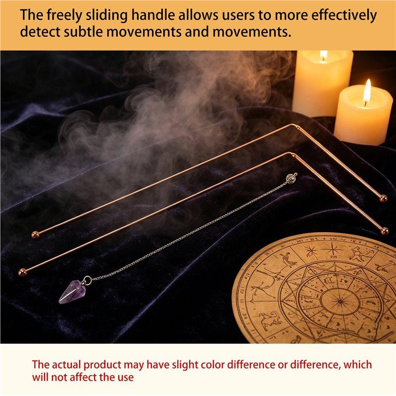 ABUL-Copper Dowsing Rods, 99.9% Pure Copper Divining Rod For Tracing Spiritual Energy 2Pcs( Includes 1 Pendulum )