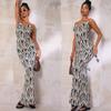Summer Printed Sexy V-neck Backless Dress Women Elegant Fashion High Waist Camisole Dress Ladies Casual Slim Fit Sleeveless Party Long Dresses 26272