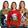 Роскошно мягкий женский рождественский свитер Санта Клаус Кот Собака Рождественский джемпер Топ
