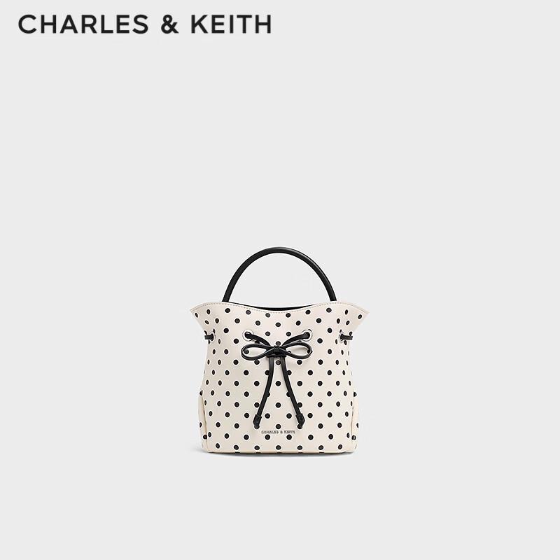 Сумка-ведро CHARLES & KEITH в горошек на шнурке, через плечо