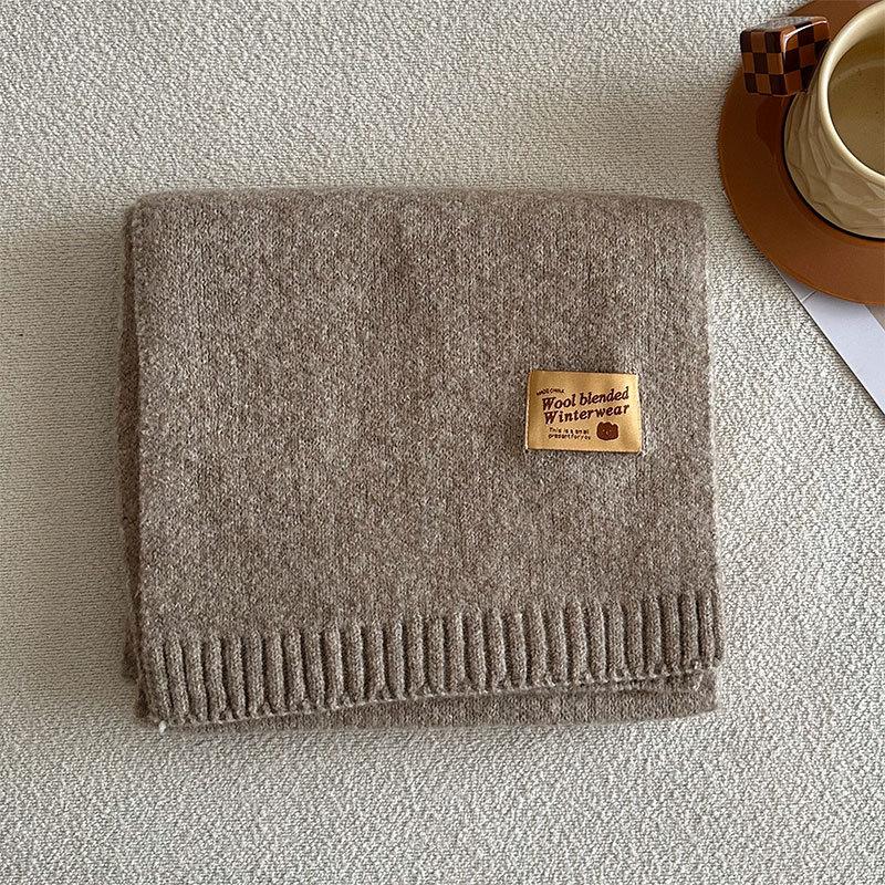 Winter New Solid Color Korean Knitted Wool Blended Luxury Women's Scarf Warm and Cold Proof Shawl Fashion Versatile Scarf