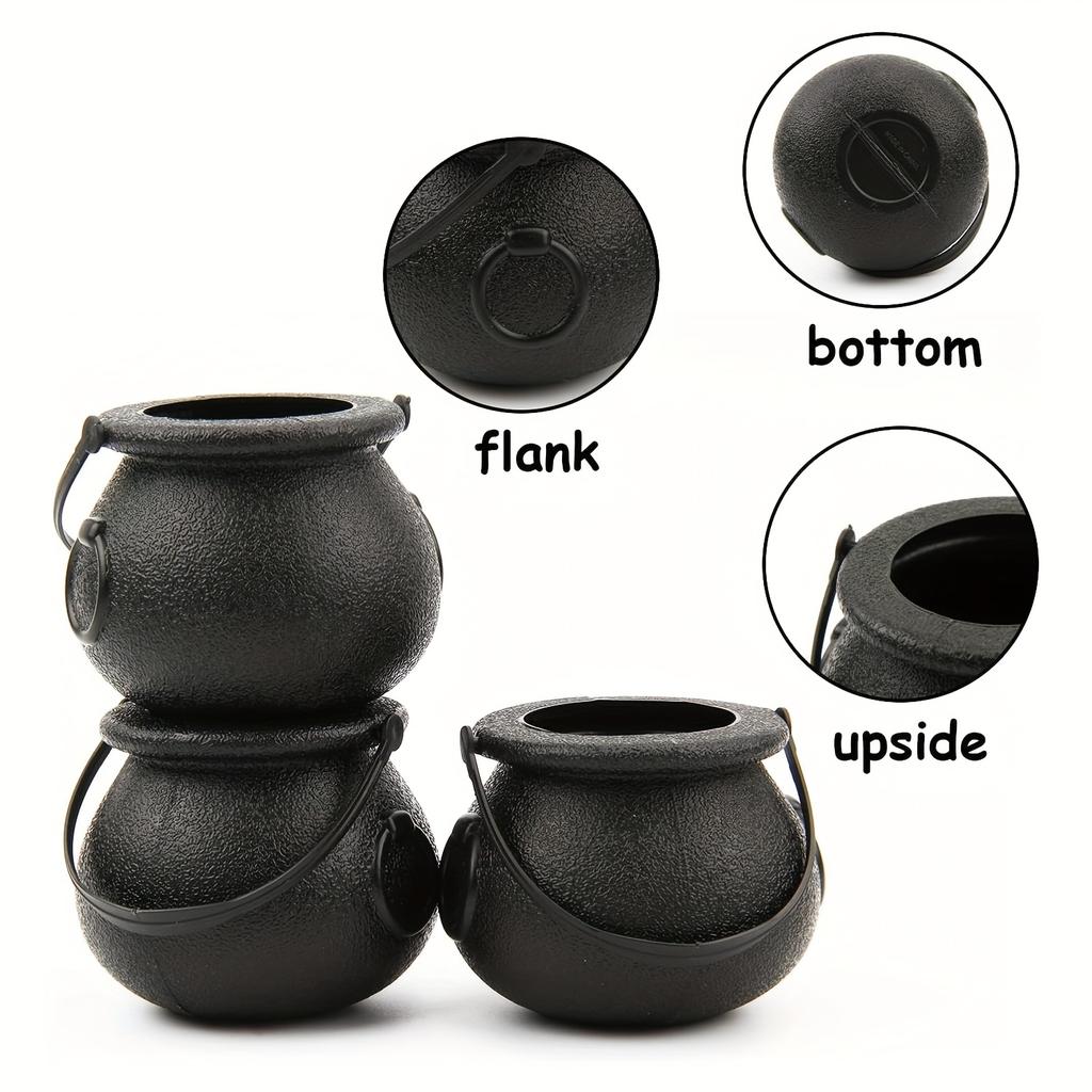 6 шт. Мини-котелки, Хэллоуинские черные котелки, Оригинальные котелки, Котел ведьмы, Сувениры для вечеринки - (не для контакта с пищевыми продуктами)