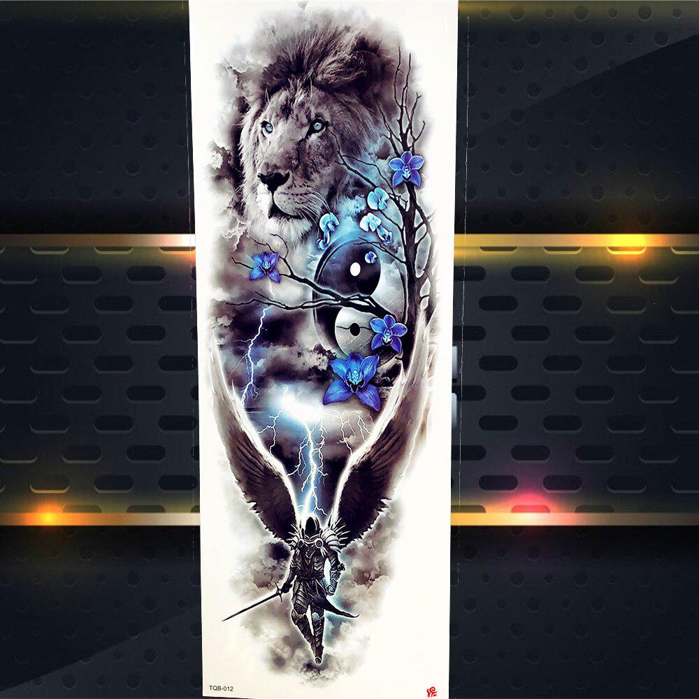 Длинные Временные Татуировки На Полную Руку Для Мужчин Мальчиков Лев Король Зверей Военная Тату Боди-Арт Хна Поддельные Волк Водонепроницаемые Рукава Татуировки Наклейки