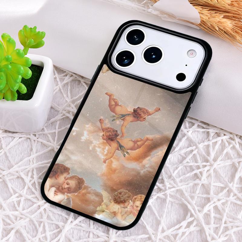 Мультяшный чехол для телефона с принтом ангелочка для iPhone 17 Air 16 15 11 12 14 13 Pro Max Ударопрочный чехол