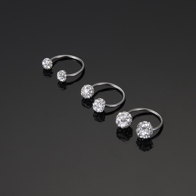 Сверкающие серьги из титановой стали с двумя бриллиантовыми головками - 0,8-миллиметровые винтовые гвоздики для женщин, удобные для сна