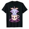 Kawaii Pastel Goth Cute Creepy Pentacle Baphomet Goat T-Shirt Anime Manga Lovers Graphic Tee Aesthetic Clothes Halloween Costume