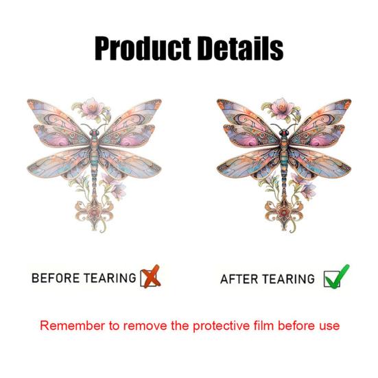 Акриловый подвесной орнамент в виде стрекозы, ловец солнца, красочный ловец солнца на окно с металлическими цепями для декора крыльца дома и сада