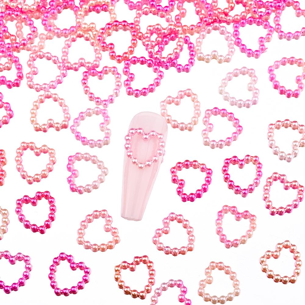 450-100 шт., полые сердечки, жемчужные подвески для дизайна ногтей, белые, розовые, фиолетовые, жемчужные, сердечки, звезды, плоские, 3D, украшения для ногтей, сделай сам, аксессуары для ногтей