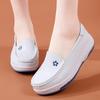 Женские туфли медсестры из коровьей кожи на воздушной подушке, мягкая подошва которых не скользит, дышит и не вызывает усталости, а толстая подошва увеличивает рост.. белый