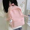 Simple Color Solid Lace Bow Design Student Backpack For School And Use Daily