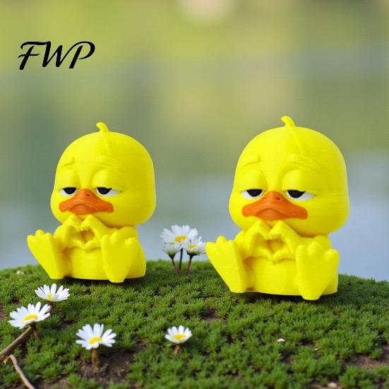 Модная Коллекция Игрушек 3D Печатная Фигурка Желтой Утки, Забавная Статуэтка с Живыми Выражениями, Креативный Декор Комнаты, Милые Миниатюрные Настольные Украшения