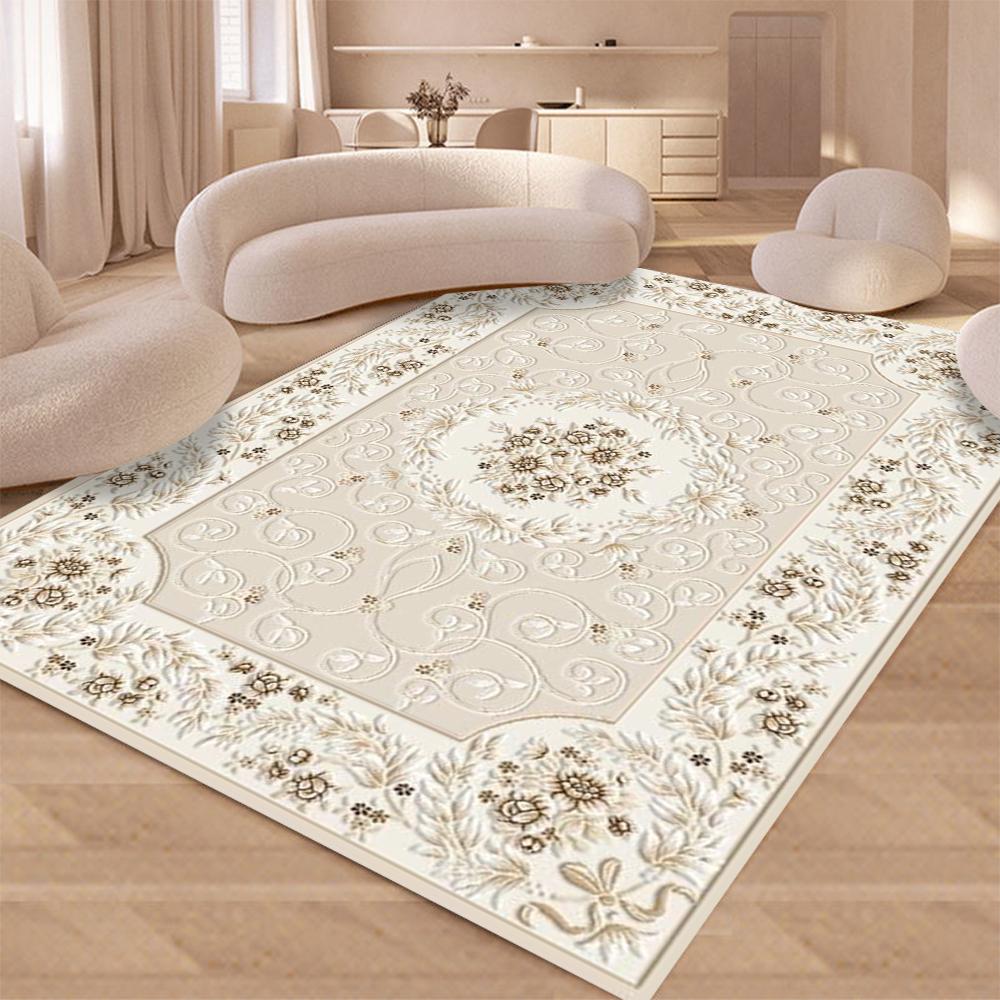 Vintage Rustic Carpet Shabby Rose Rugs Luxury Soft Elegant Traditional Rugs Floral Floor Carpet Home Living Room Bedroom Mats