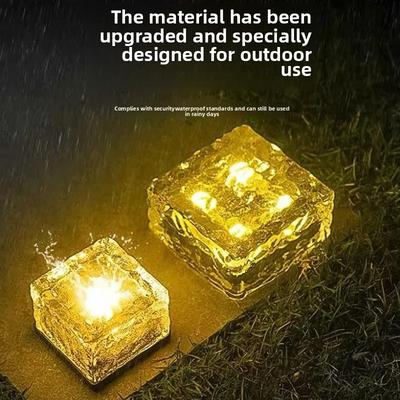 Квадратный ледяной кирпичный светильник Индукционный квадратный солнечный светильник для дома и сада Наружный водонепроницаемый светильник для украшения ступеней Садовый светильник в виде ледяного куба