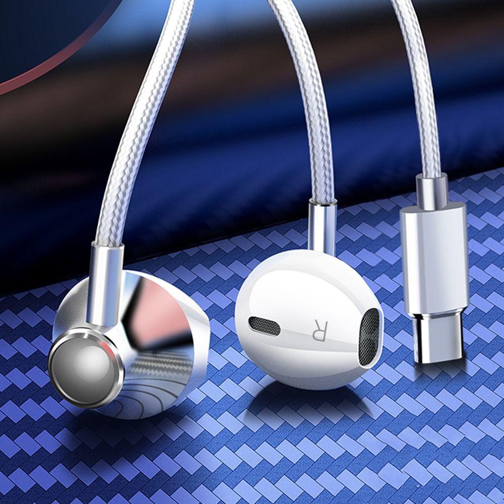 Проводные наушники типа C и 3,5 мм. Наушники-вкладыши с мощными басами. Проводные стереонаушники. Бег.