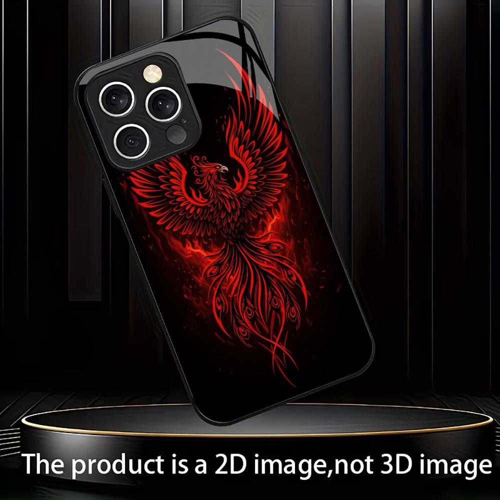 New Red Fire Phoenix Print fashion phone cases phone case fundas Glass Phone Case for iPhone 17 16 15 14 13 12pm Pro Plus
