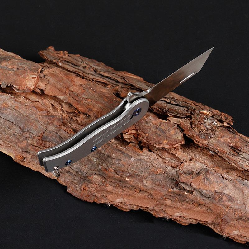 Damascus Steel Titanium Handle Keychain Mini EDC Portable Folding Pocket Knife Camping Survival