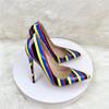 Женские туфли на высоком каблуке в полоску, банкетные платья, обувь больших размеров