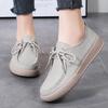 Women's Flats Lacing Leather Driving Shoes Comfort Casual Grey Walking Minimalist Breathable Shoes