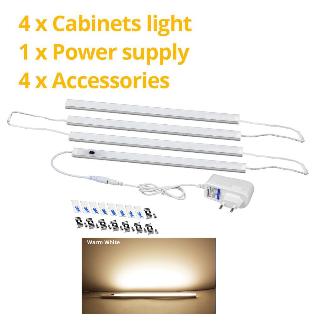 EU Power Supply LED Light Under Cabinet Light Bar Lamp Lumiere LED Closet Light 12V Hand Sweep Lights Motion Sensor Bedroom Kitchen Light