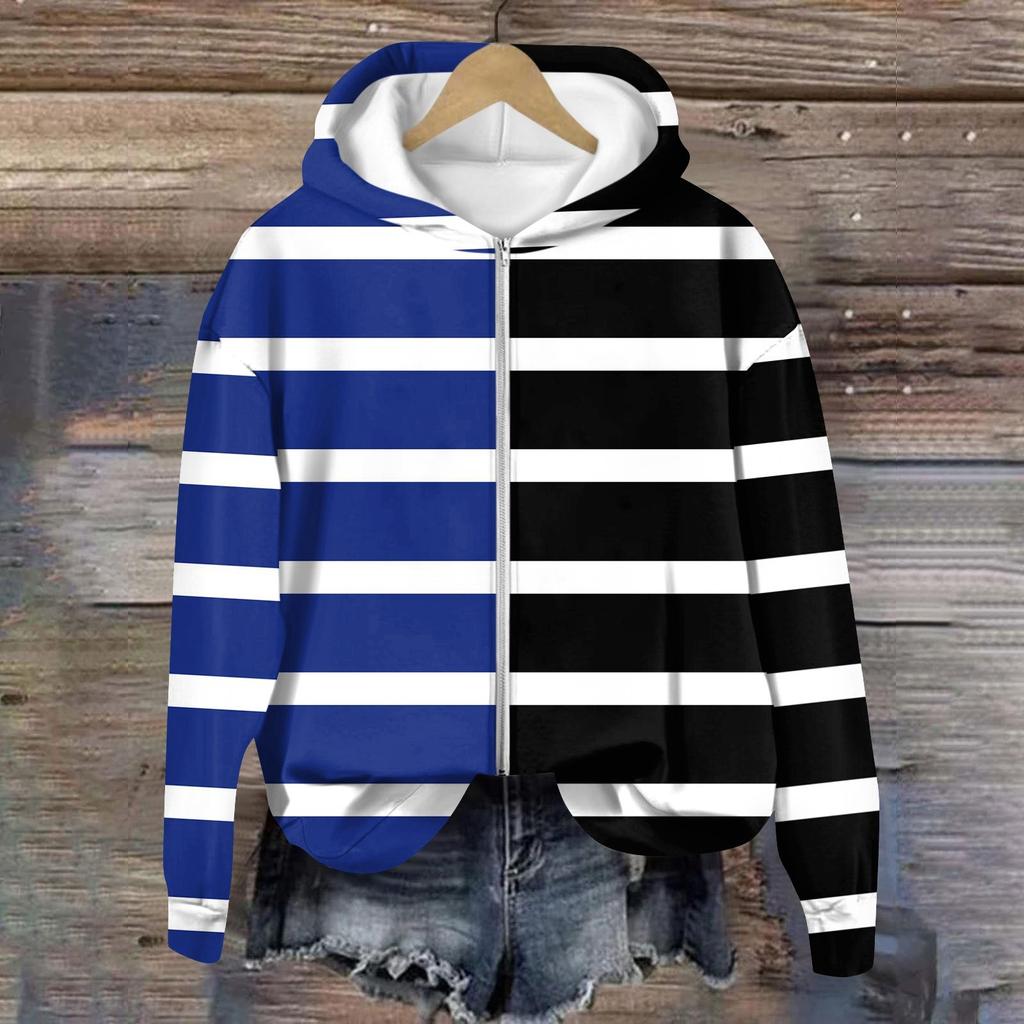 Jackets For Women Long Sleeve Coat Zip Up  Print Outerwear Casual Jackets