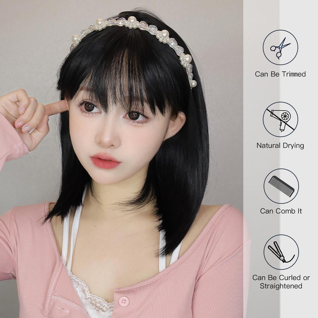 ALAN EATON Коричневые парики Боб с челкой, короткий прямой парик, натуральные волосы смешанного цвета для женщин, синтетический парик для повседневной вечеринки