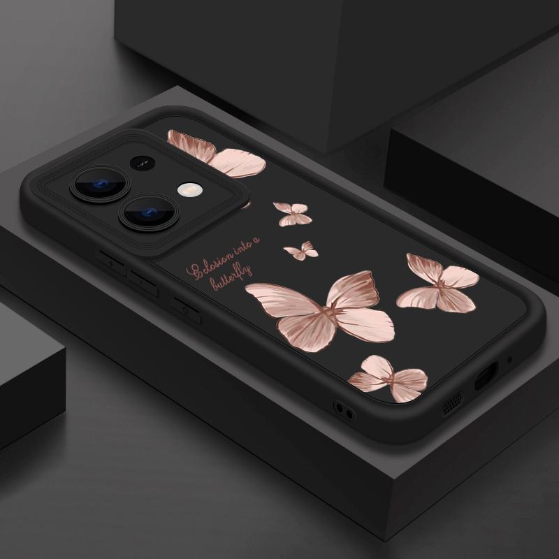 Однотонный матовый чехол для телефона с рисунком бабочки для Xiaomi 14T Pro 13T Poco F6 X6 Pro M6 X5 Redmi Note 14 Pro 13 12 11 10 противоударный мягкий чехол из ТПУ