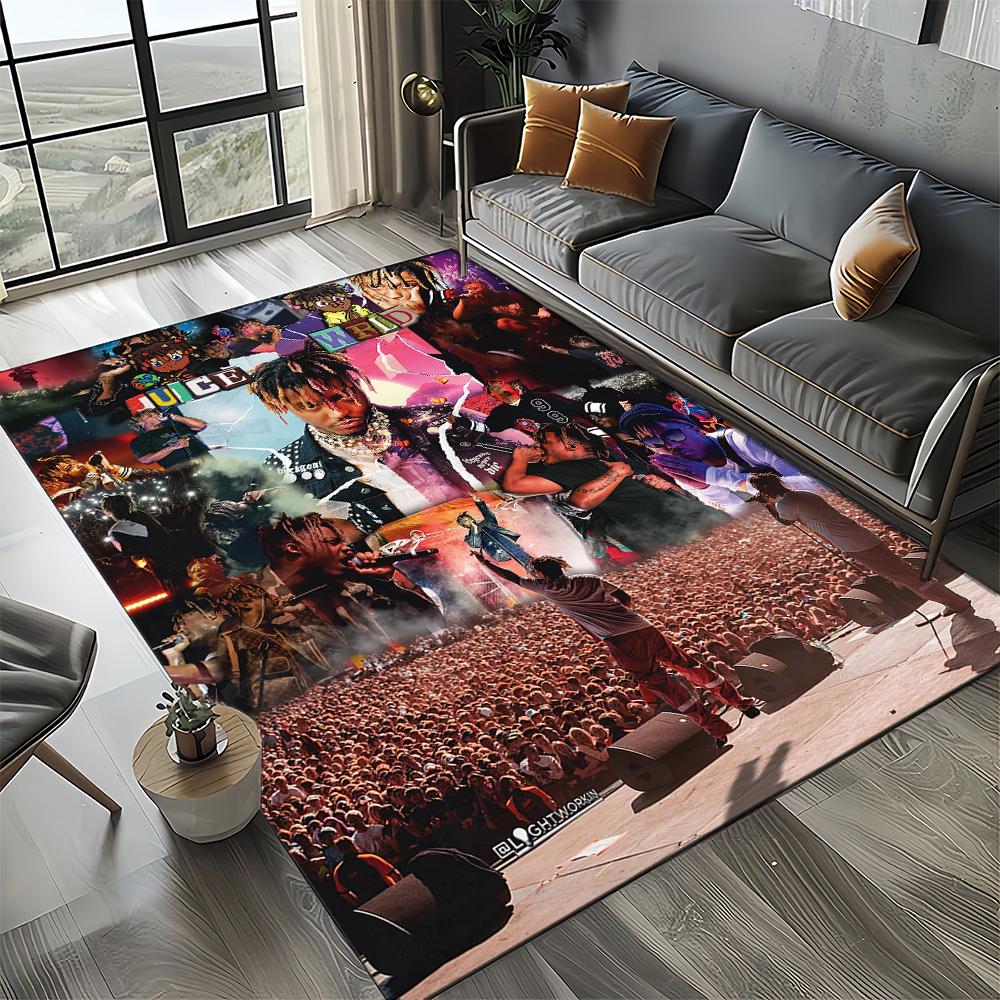 3D Print Juice WRLD 999 Legend Rapper Album Carpet Rug for Living Room Bedroom Home Sofa Decoration,Kids Play Non-slip Floor Mat