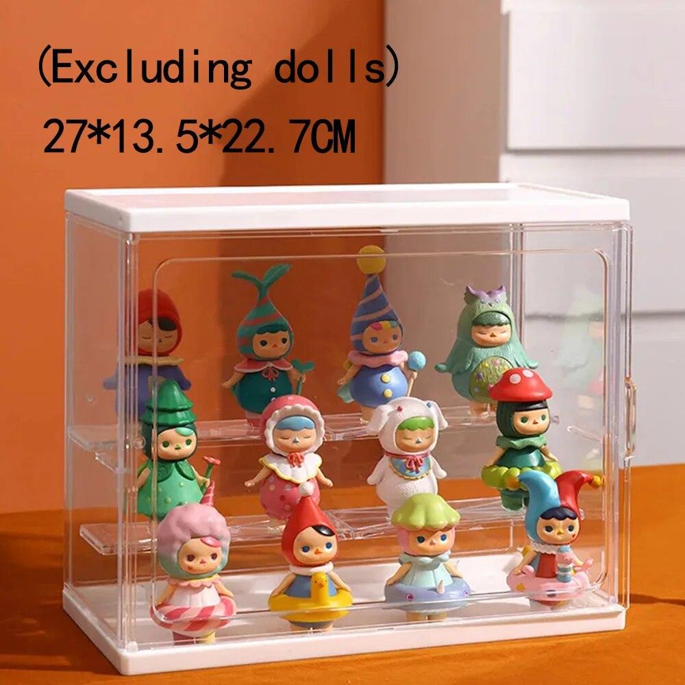 Стеллаж для хранения и демонстрации товаров, большая вместимость, шкаф-витрина с глухими коробками, шкаф для хранения кукол, шкаф для коллекций ручной работы