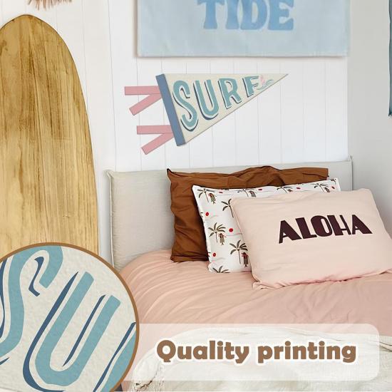 Coastal Granddaughter Room Decor, Surf Pennant Felt Banners Flags, Nautical Coastal Ocean Nursery Wall Hanging Banner for Toddler Girls Room Bedroom