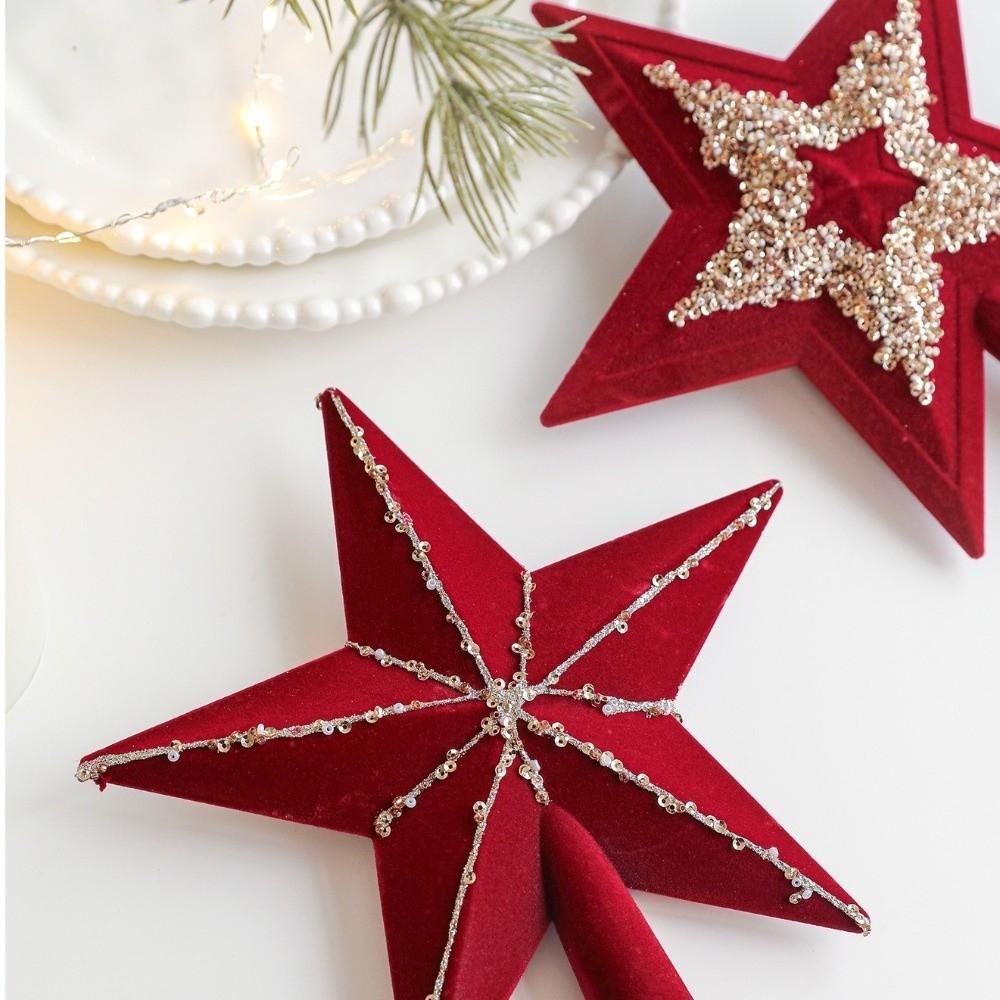 3D Red Glitter Star Christmas Tree Crown Star Christmas Tree Decorations Home Party Decor