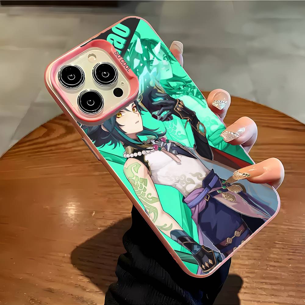 Xiao Genshin Impact Phone Case For IPhone 17 16 15 14 13 12 11 Plus Pro Max Multicolor Aurora Laser Shockproof Funda Cover