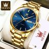 Luxury Men's Watches Stainless Steel Waterproof Weekly Calendar Quartz Watch Original Luminous Simplicity Wristwatch