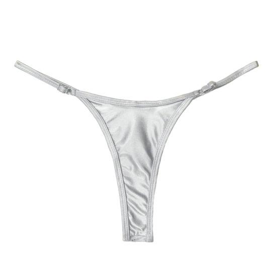 Женские стринги, глянцевые, треугольной формы, однотонные, эластичные, мягкие, средней длины, с регулируемым ремешком
