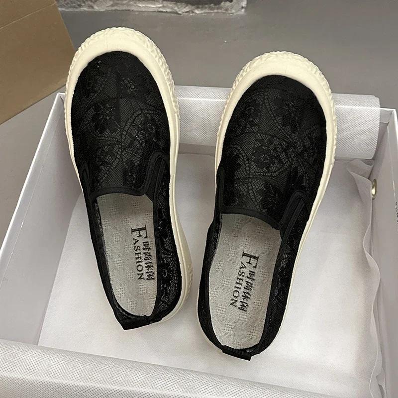 Обувь для женщин с круглым носком, теннисные женские повседневные кроссовки, летние дышащие, новинка 2024 года, для отдыха