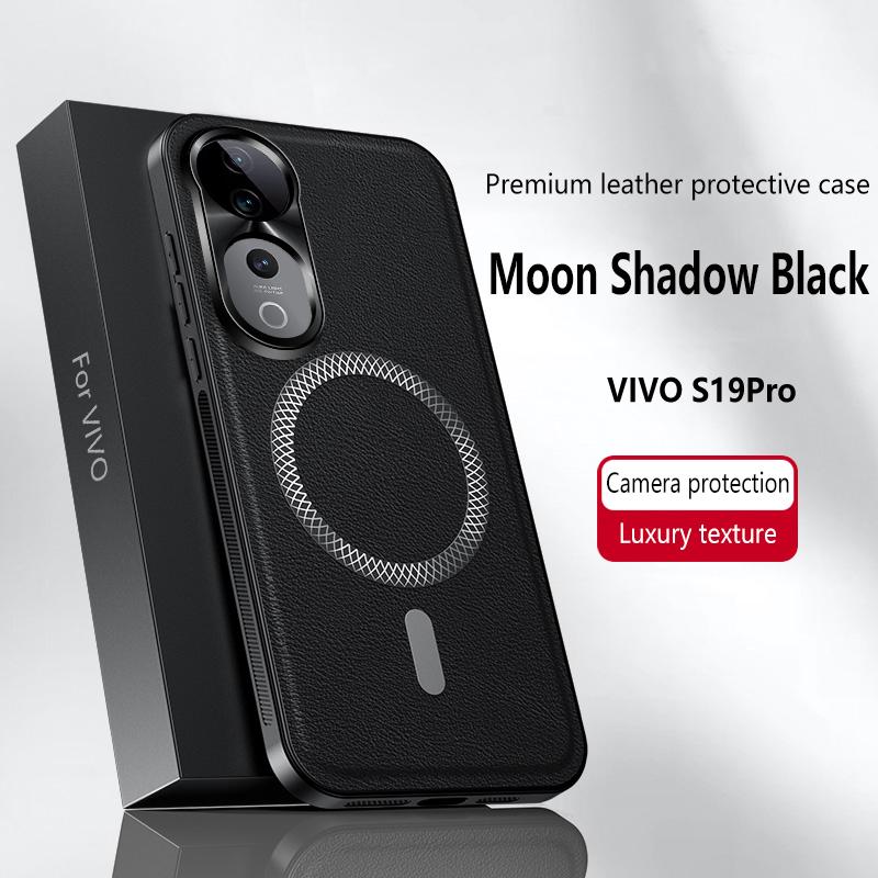 Роскошный чехол для телефона из искусственной кожи для Vivo V40 V30 V29 Pro Magsafe Магнитная защита объектива Противоударный чехол для Vivo S19 S18 S17 Pro