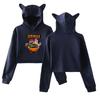 Корейская мода Icrimax Print Kawaii Crop Top Hoodie Funny Cat Ear Cropped Short Hooded Pullover Women Tops Streetwear