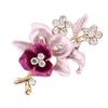 Miaomyao Cubic Zirconia Flower Wreath Leaf Ring Brooch Accessory for Women Gift Box Cross Set [MiaoMiao] (Purple)